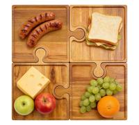 Planche à fromage, plateau à charcuterie en forme de puzzle avec poignée, plateau de service emboîtable, plateau de service multifonction pour nourriture et apéritif, planche de service élégante pour
