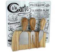 Planche à fromages avec support + 3 ustensiles aimantés NC, Blanc G