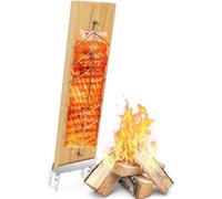 Planche à fumer le saumon flambée, planches à fumer le saumon avec support en acier inoxydable, planche à fumer en bois de cèdre, planche à fumer portable, accessoires de barbecue pour braseros et bar