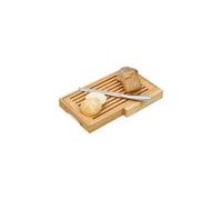 Relaxdays Planche à pain en bambou, range-couteaux avec couteau inox, HxlxP: 4x40x24 cm, nature