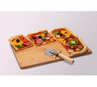 Planche à pizza carrée extra large avec trancheuse en bambou