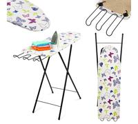 KADAX Table à Repasser Pliable 100.5 x 30 cm cm, Planche à Repasser en Acier avec Hauteur Réglable, Support Intégré pour Fer et Pieds Antidérapants (Papillons)