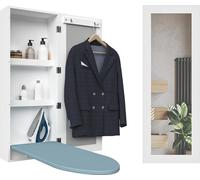 Planche à repasser montée au mur avec armoire de rangement, planche à repasser intégrée et cadre de support rabattable, miroirs montés au mur