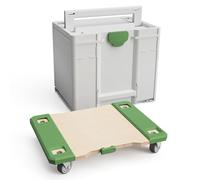 Planche à roulettes | Chariot de transport | Rouleau | Cart compatible avec Festool, Stier, Tanos Systainer T Loc ou SYS ³ 3M - 4X Roulettes pivotantes caoutchoutées (2x frein), 200 kg, Bouleau