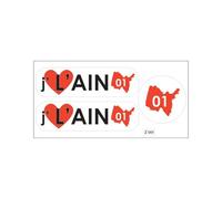 Planche A4 De Stickers Département 01 J'aime L'ain Autocollant Adhésif