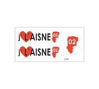 Planche A4 De Stickers Département 02 J'aime L'aisne Autocollant Adhésif