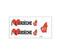 Planche A4 de stickers Département 07 j'aime L'Ardèche autocollant adhésif