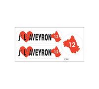 Planche A4 De Stickers Département 12 J'aime L'aveyron Autocollant Adhésif