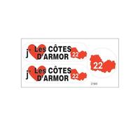 Planche A4 De Stickers Département 22 J'aime Les Côtes D'armor Autocollant
