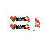 Planche A4 de stickers Département 26 j'aime La Drôme autocollant adhésif