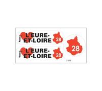 Planche A4 De Stickers Département 28 J'aime L'eure Et Loire Autocollant Adhésif