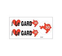 Planche A4 de stickers Département 30 j'aime Le Gard autocollant adhésif