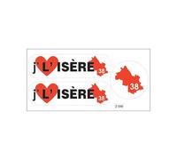 Planche A4 De Stickers Département 38 J'aime L'isère Autocollant Adhésif