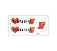 Planche A4 de stickers Département 53 j'aime La Mayenne autocollant adhésif