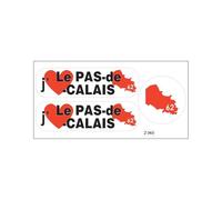 Planche A4 De Stickers Département 62 J'aime Le Pas De Calais Autocollant