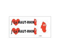 Planche A4 De Stickers Département 68 J'aime Le Haut Rhin Autocollant Adhésif