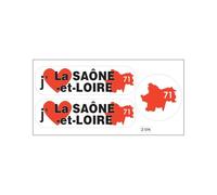 Planche A4 De Stickers Département 71 J'aime La Saône Et Loire Autocollant