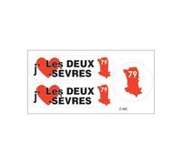 Planche A4 De Stickers Département 79 J'aime Les Deux Sèvres Autocollant Adhésif