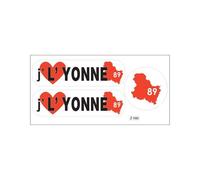 Planche A4 De Stickers Département 89 J'aime L'yonne Autocollant Adhésif