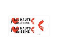 Planche A4 De Stickers Département 92 J'aime Les Hauts De Seine Autocollant