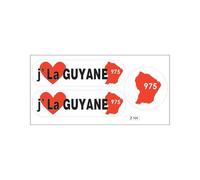 Planche A4 De Stickers Département 973 J'aime La Guyane Autocollant Adhésif