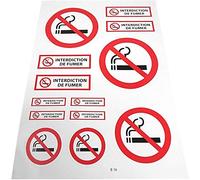 Planche A4 de stickers interdiction de fumer autocollant adhésif ne pas fumer ne pas vapoter