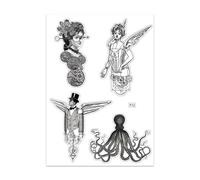 Planche A4 De Stickers Steampunk Autocollant Adhésif - F12