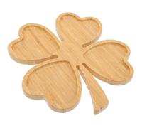Planche apéritive en bois trèfle à 4 - Plateau 4 compartiments - Symbole de chance - Pour snacks, noix, tapas - Bambou - 28×30 cm