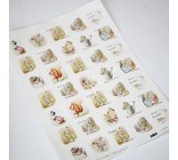 Planche d'autocollants à thème Pierre Lapin - 35 autocollants carrés - Beatrix Potter