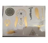 Planche de 9 Tatouages éphémères métallique waterproof. Tatoo Egypte toutankhamo
