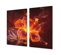 Planche de cuisine en VERRE trempé - Planche à découper en verre - Couvre-plaques de cuisson - UNE PIÈCE (60x52 cm) ou DEUX PIÈCES (30x52 cm chacune) ;D06 Série Fleurs : Fleur 9