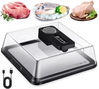 Planche De Décongélation Électrique, Plateau De Décongélation for Viande De 4,2 L, avec Minuterie Intelligente, Chargement USB Et Couvercle Visuel, Décongélation Rapide for Aliments Surgelés(Black)