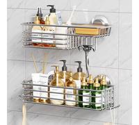 Planche de douche sans perçage, en acier inoxydable, grande capacité, couleur argent