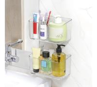 Planche de douche transparente, sans perçage, lot de 2, avec trous de drainage