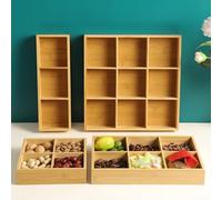 Planche de séparation en bois massif avec grille modulaire 4, 6 ou 9 sections pour barbecue, tranches de viande, légumes frais, noix et collations (33 x 22 x 5 cm)
