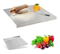 Planche Découper Inox 40x30cm, Bord Plié Stable, Antibactérienne Double Face, Pour Pétrir Couper, Cuisine