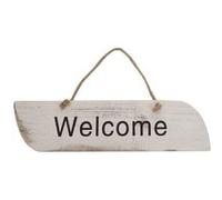 Planche murale Welcome panneau style shabby vintage 10x43x1cm blanc Blanc G
