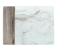 Planche polyvalente Creative Tops, plateau en marbre blanc avec planche à découper en bois, protège-plan de travail, plateau à fromage, plateau de service, planche à charcuterie, 40 x 30 cm, 1 pièce