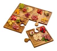 Planches À Charcuterie 4 Pièces En Bois Avec Poignée | Planche à Fromage Puzzle pour Cuisine Pour Apéritif Camping Pique-nique Cadeau Maison
