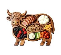 Planches à charcuterie en bois | En forme de vache | Plateau de service rustique pour fruits, viande, légumes, maison, cuisine, table à manger, banquet, famille, pendaison de crémaillère, vacances