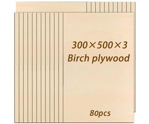 Planches de contreplaqué de tilleul - Contreplaqué pour découpe laser - 80 pièces - 300 x 500 mm - Épaisseur : 3 mm - Adapté à la gravure laser - Idéal pour la modélisme