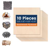 Planches de contreplaqué de tilleul - Planches en bois non imprimées - Paquet de 10 - 300 × 300 mm - Non traitées - Adaptées à la découpe et à la gravure laser - Idéales pour les travaux manuels, la d