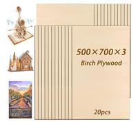 Planches de contreplaqué de tilleul - Plaques de bois non traitées - Lot de 20 - 500 x 700 mm - Épaisseur : 3 mm - Pour gravure laser et modélisme