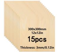 Planches de contreplaqué en bois de tilleul - Bois non traité - 15 pièces - 300 x 300 mm - Épaisseur : 3 mm - Adaptées pour la gravure laser, la découpe laser et la peinture