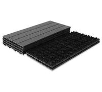 Planches de terrasse en WPC, dimensions 60x30 cm, 24 pièces, surface de 6 m², montage rapide, couleur gris foncé