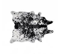 Plancholo Tapis en fausse fourrure de vache pour chambre à coucher, salon, 0,6 x 0,9 m, noir et blanc