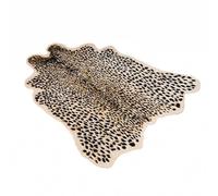 Plancholo Tapis en peau de vache synthétique motif léopard - 91 x 100 cm - Noir/marron - Tapis en fausse fourrure - Convient pour chambre à coucher, salon, décoration occidentale