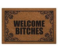 Plancholo Welcome Bitches Paillasson super absorbant pour porte d'entrée et sol intérieur - Lavable en machine - 80 x 50 cm - Marron
