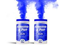 PLANETE FUMIGENE Lot de 2 Fumigènes en Pot 2 MINUTES couleur Bleu - Allumage à mèche, durée 120 secondes, fumigene couleur à poser au Sol - fumigene pot au sol Catégorie T1 - LIVRAISON 24/48H