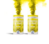 PLANETE FUMIGENE Lot de 2 Fumigènes en Pot 2 MINUTES couleur Jaune - Allumage à mèche, durée 120 secondes, fumigene couleur à poser au Sol - fumigene pot au sol Catégorie T1 - LIVRAISON 24/48H